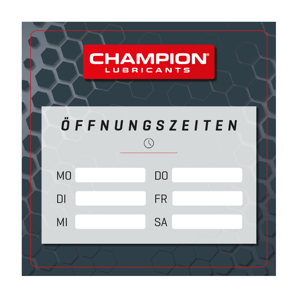 CHAMPION® Saugnapfschild Öffnungszeiten Stück
