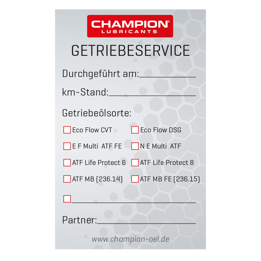 CHAMPION® Aufkleber Getriebeölservice Stück