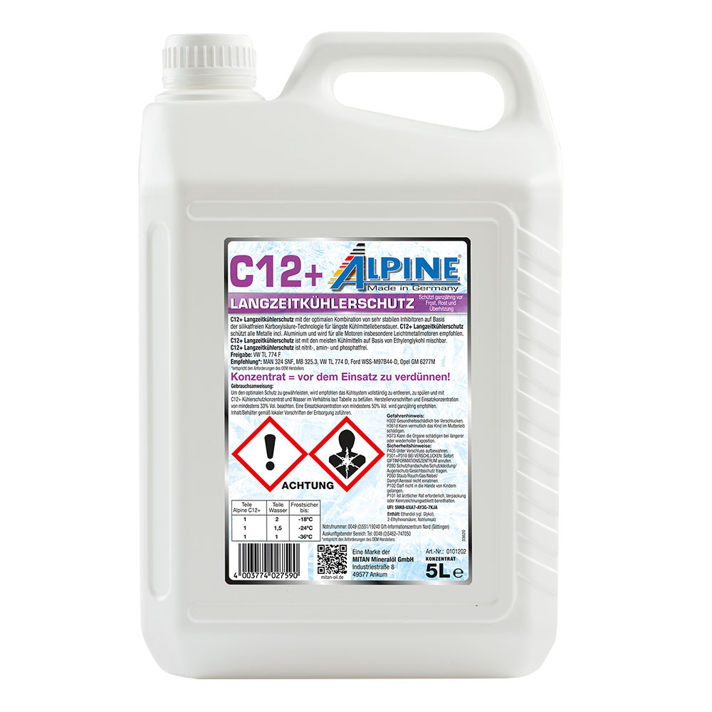 Alpine Kühlerfrostschutz C12+ (violett) 5 Ltr. Kanne